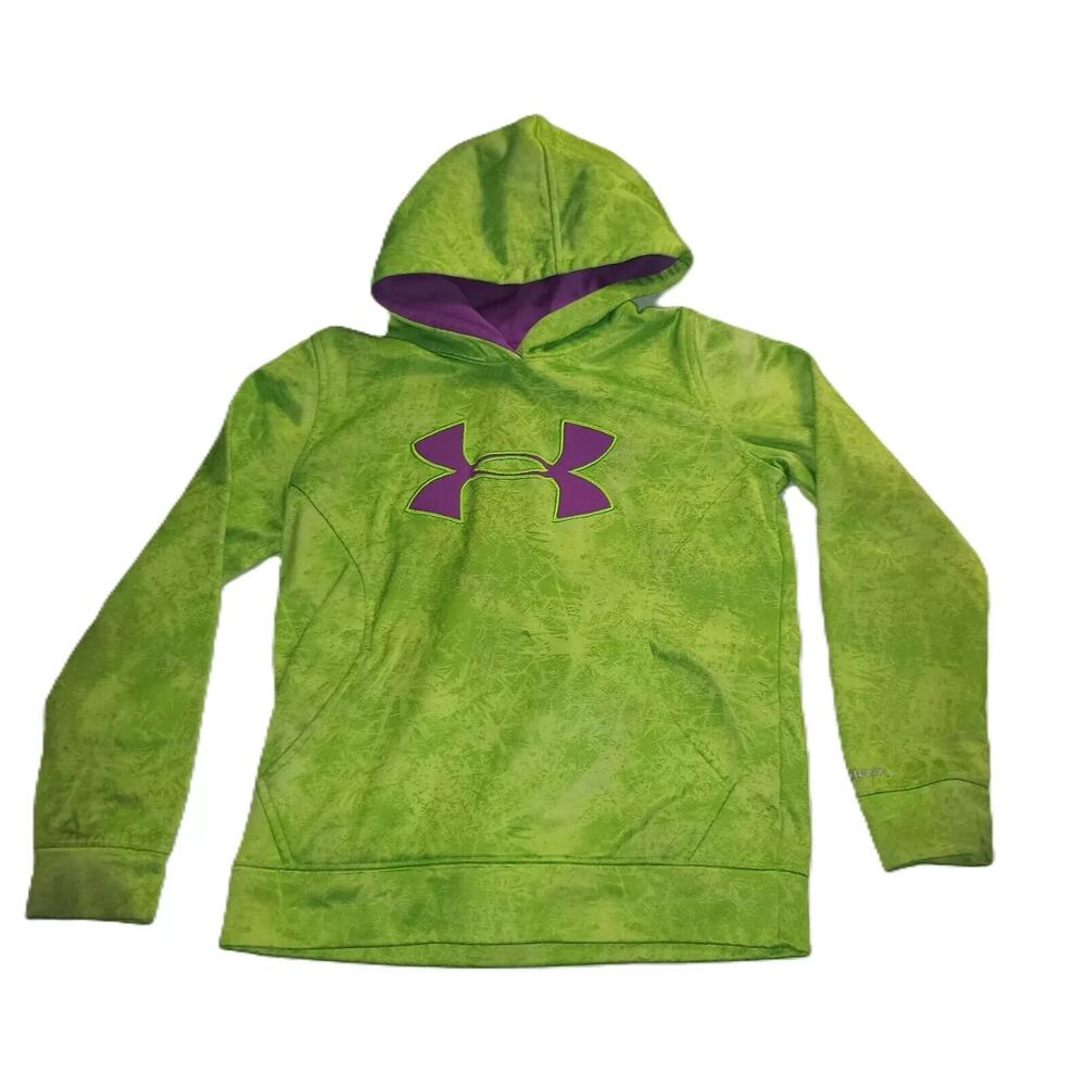 Under Armour Pullover Hoodie Long Sleeve Causal Logo Green Youth Size M B001